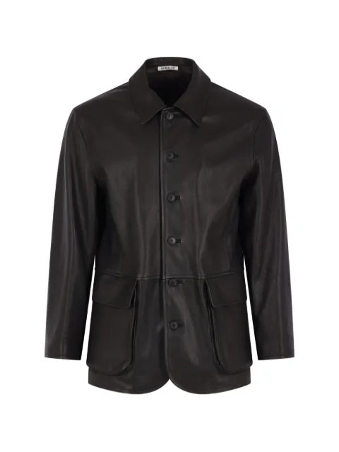 Auralee buttoned leather jacket