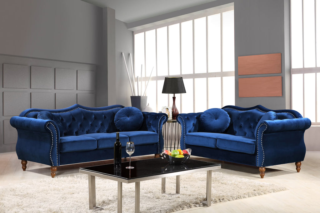 Blue 2 Piece Chesterfield Living Room Set H542