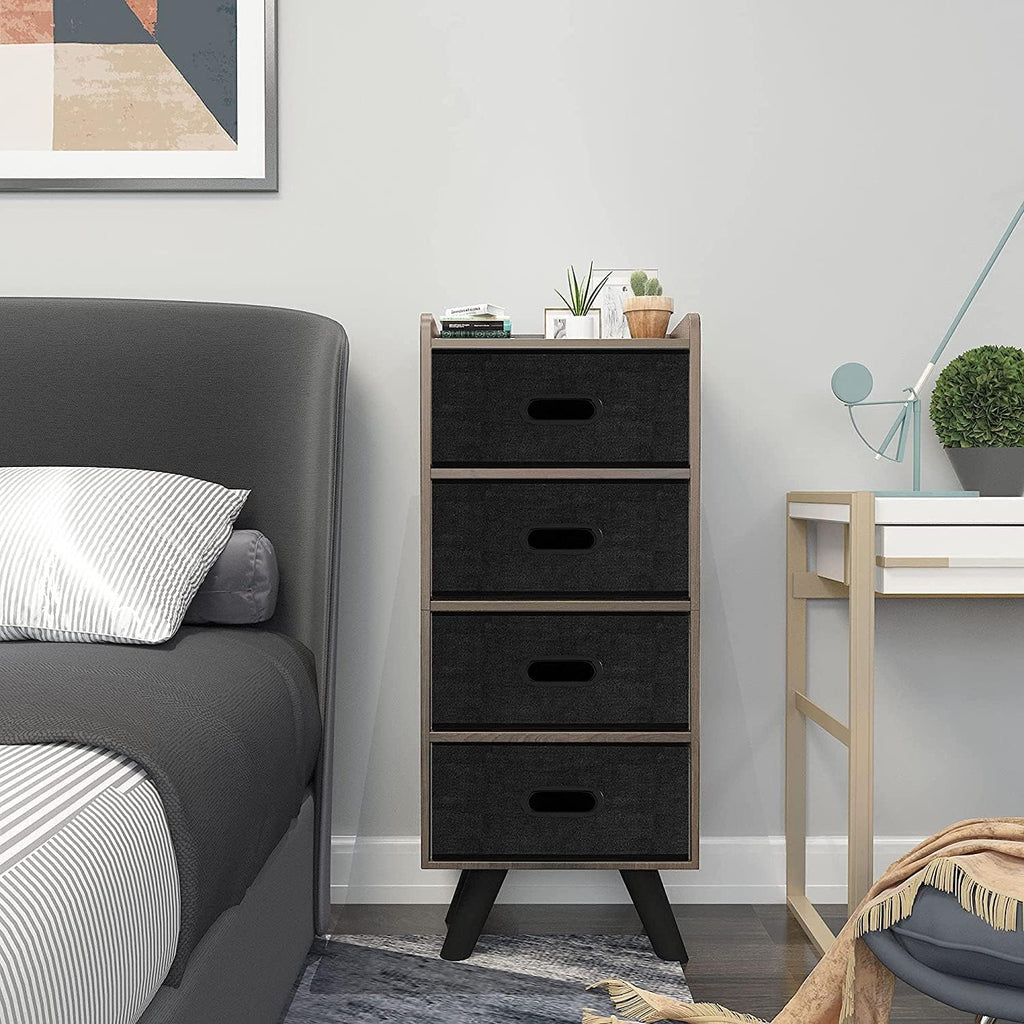 5 Drawers Wood Frame Storage Dresser with Removable Fabric Drawers R35157