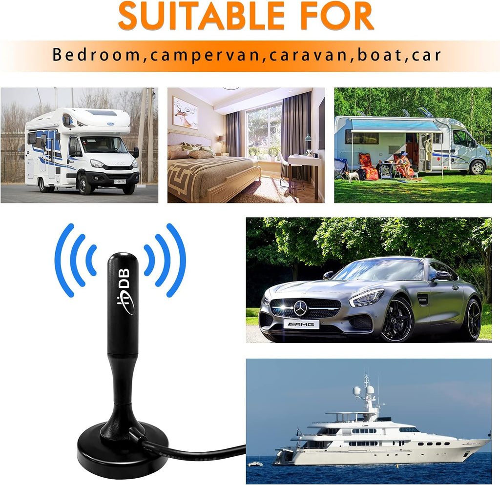 TV Antenna, 360° Reception, 120 Miles Range, 4K 1080p B832645