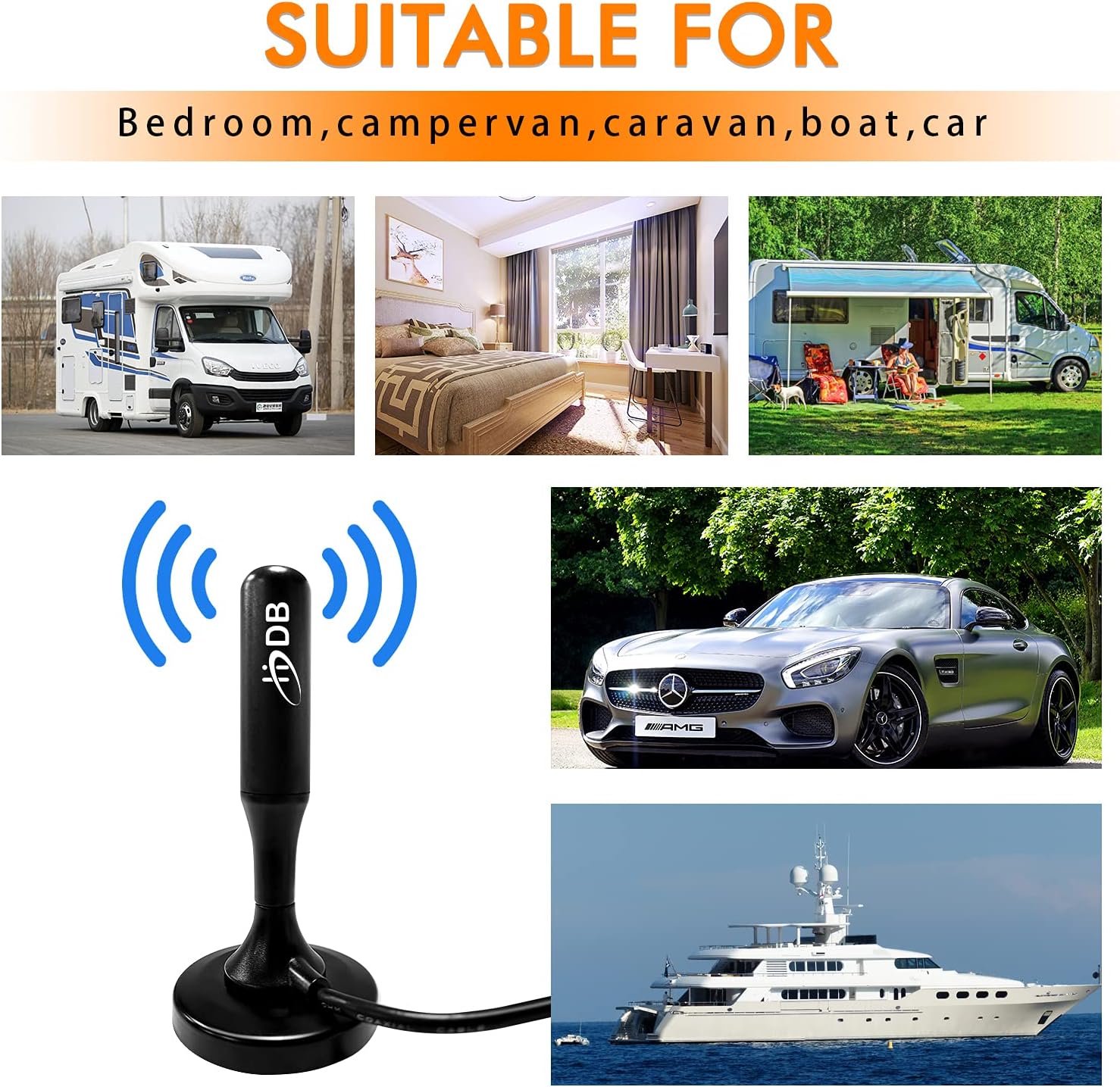 TV Antenna, 360° Reception, 120 Miles Range, 4K 1080p B832645