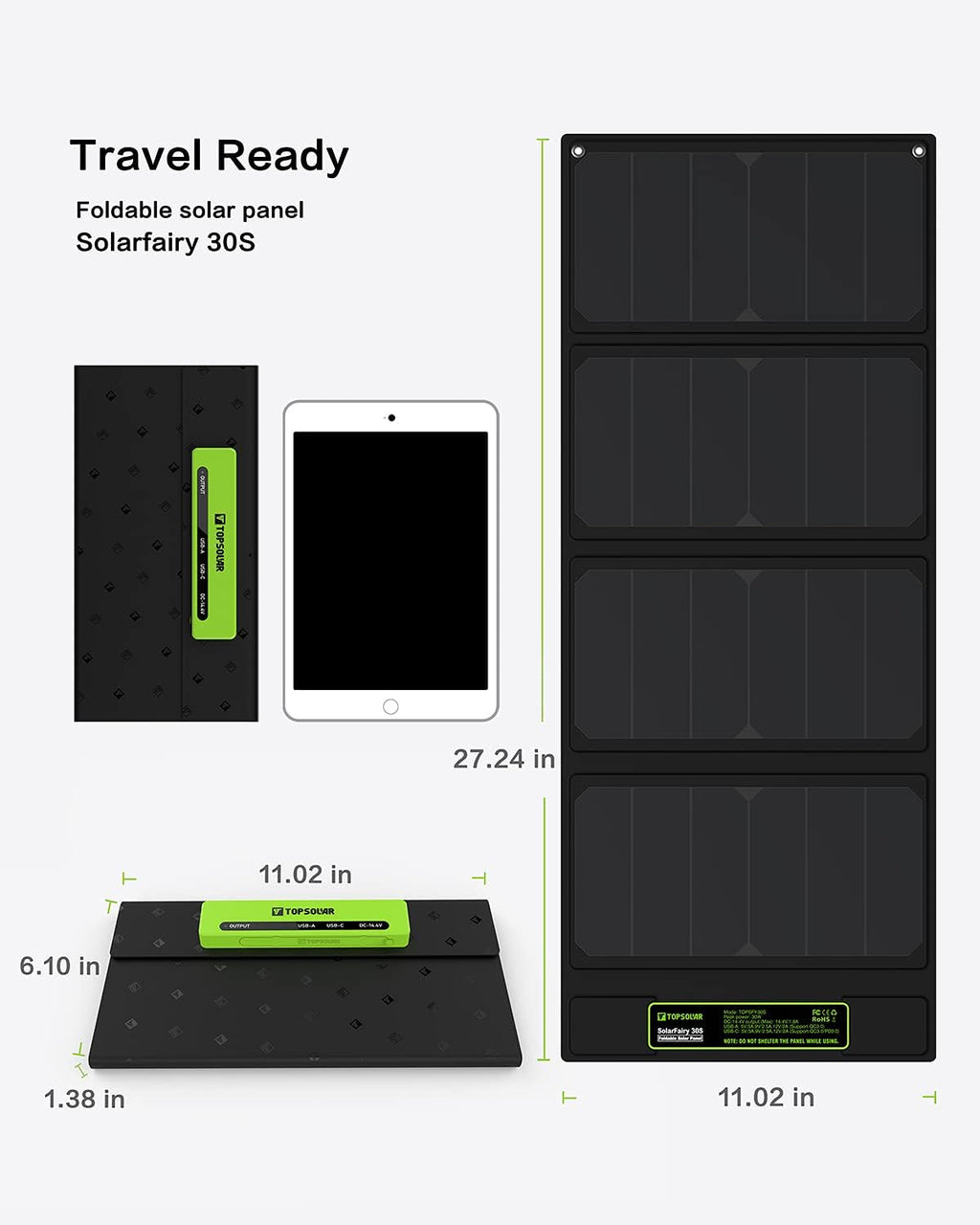 Foldable Solar Panel 30W Portable Battery Charger Kit Y127