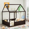 White Wood Twin House Shaped Floor Bed X6104