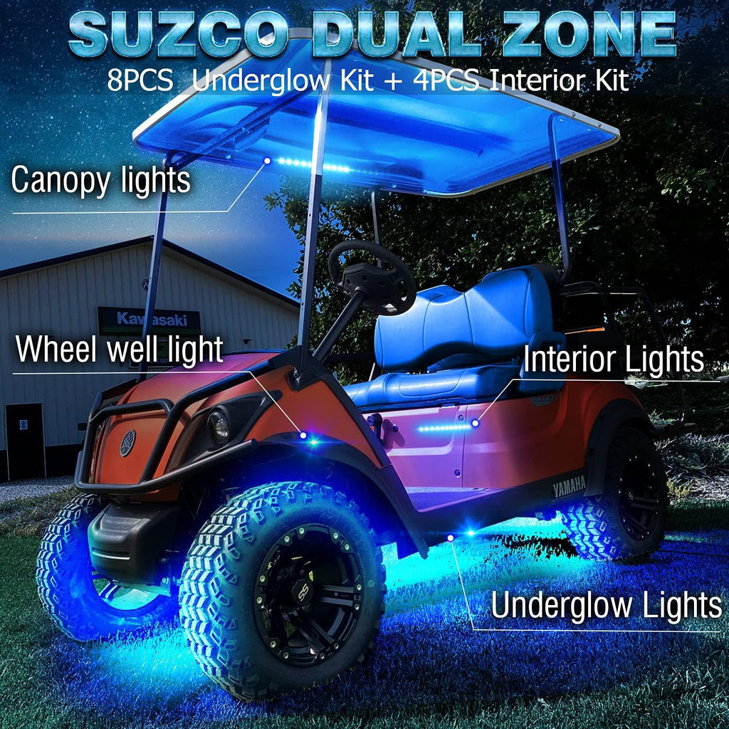 12-pods LED RGB Neon Underglow Rock Lights Kit with 4-Pcs Interior Light Kit, 192LEDs Waterproof 12V Y1533