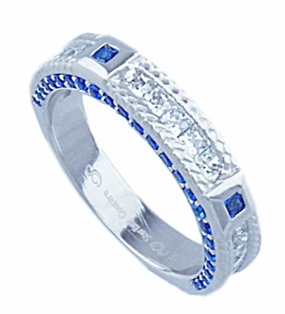 Simulated Sapphire Engagement Ring Set W96779