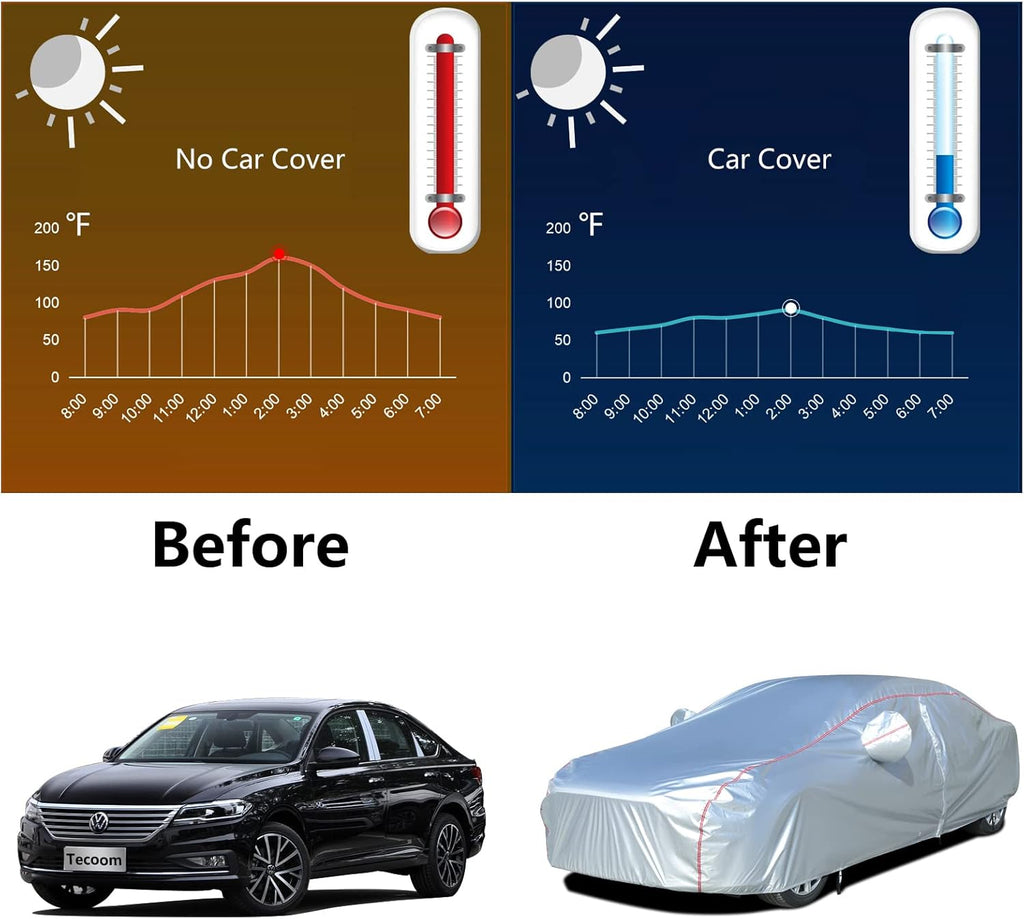 Hard Shell Car Cover Waterproof UV-Proof Windproof Fit 150-178 Inches Length Coupe Convertible Sport Car J913341