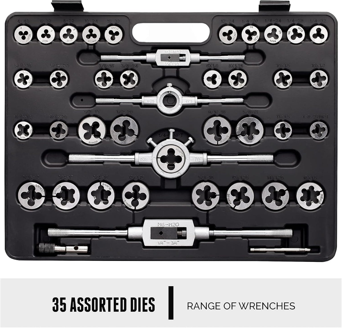 110 Piece Hardened Alloy Steel SAE Tap And Die Threading Tool Set With Storage Case X551