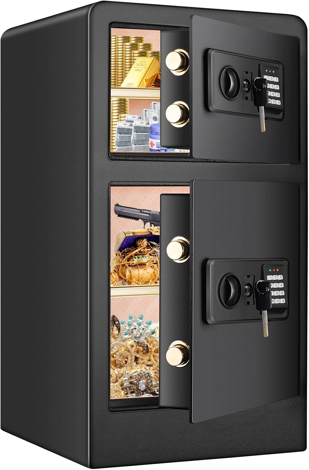 Extra Large Fireproof Safe Box with Double Safe, 83 LB Heavy Duty Security Home Safe with Inner Cabinet Box I975