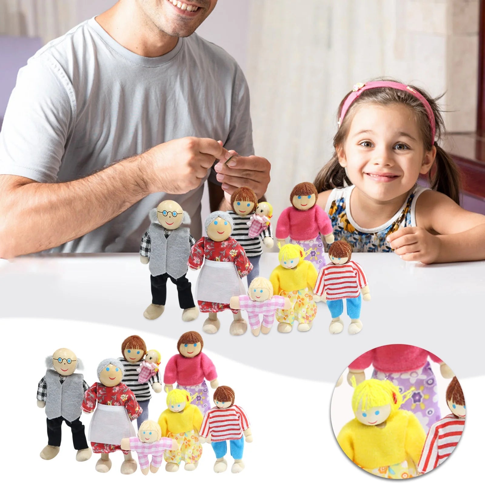 Miniature Dollhouse Accessories 7 People Set Doll Toys C589480