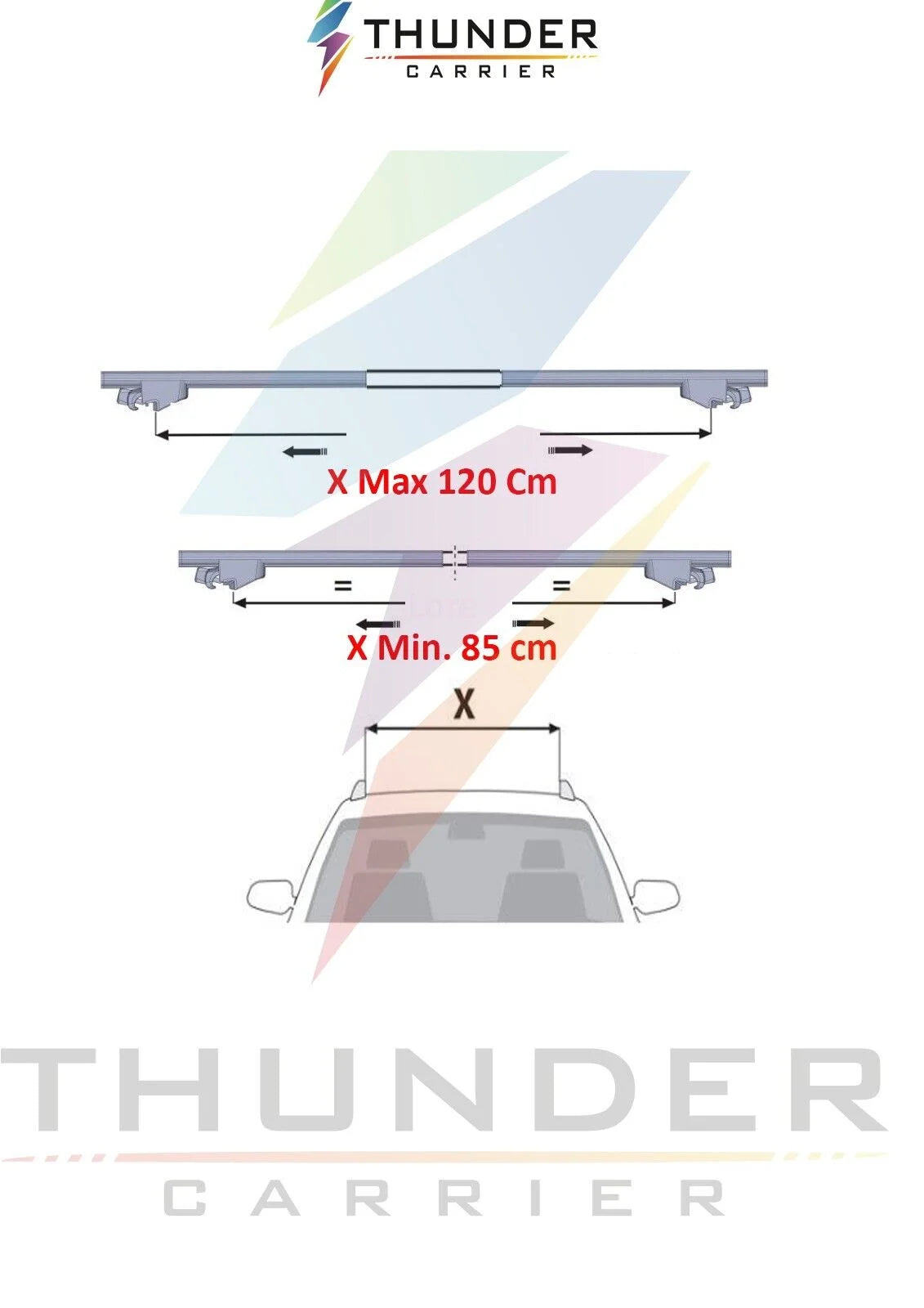 Silver Telescopic Roof Racks Cross Bars Luggage Carrier Set X1574