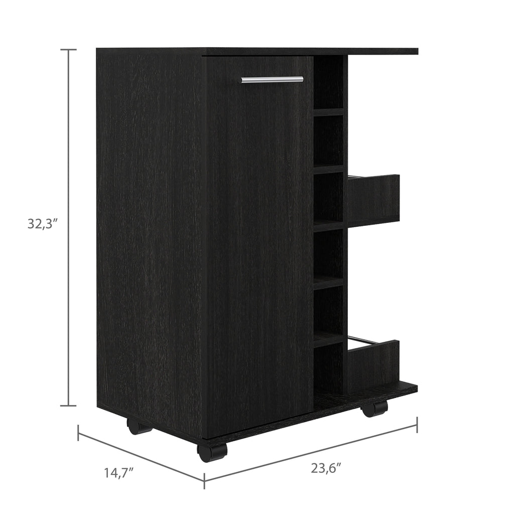 Weathered Oak Bar Cart Cabinet J6962