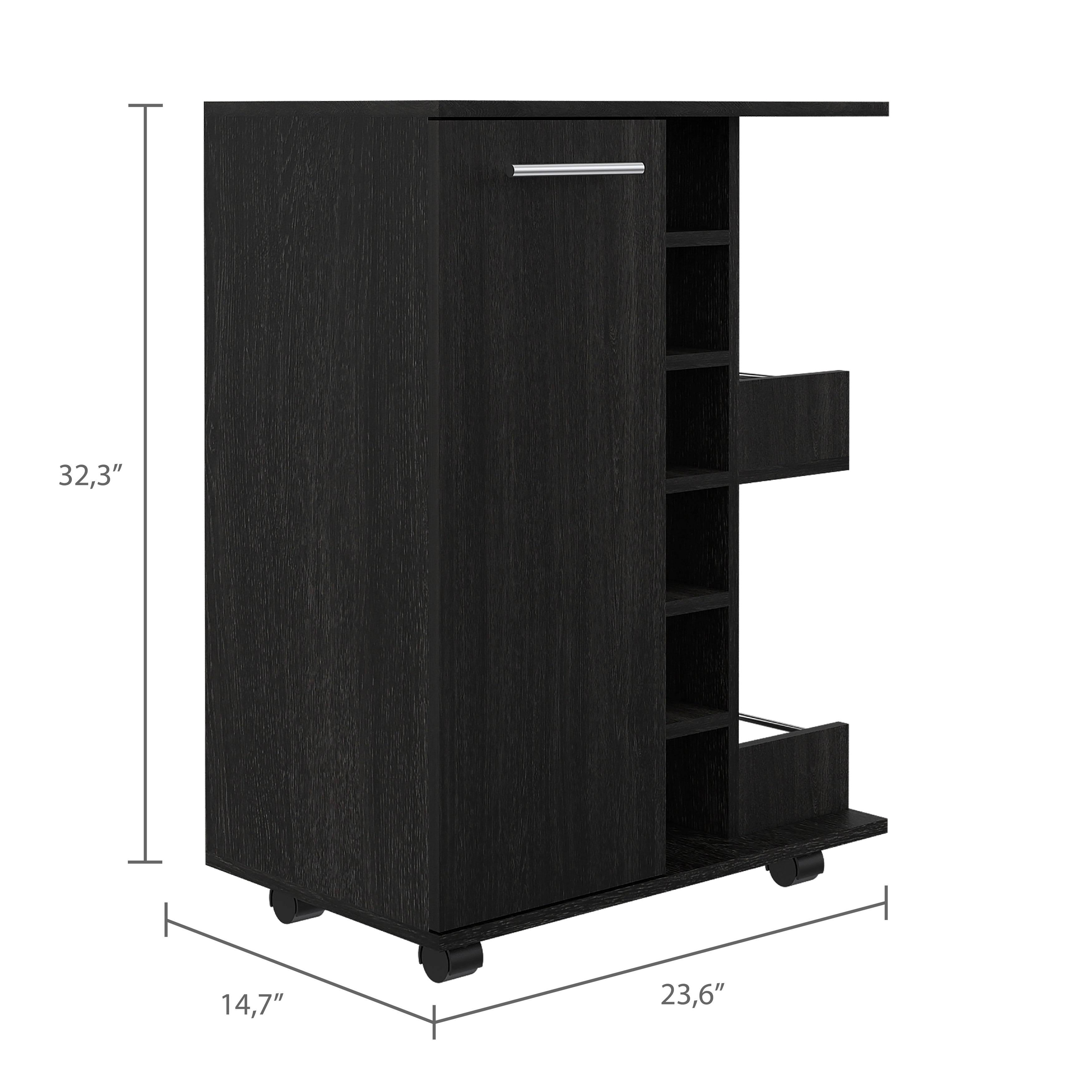 Weathered Oak Bar Cart Cabinet J6962