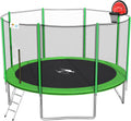 12/14/15 FT Trampoline with Safety Enclosure Net, Basketball Hoop and Ladder M3777