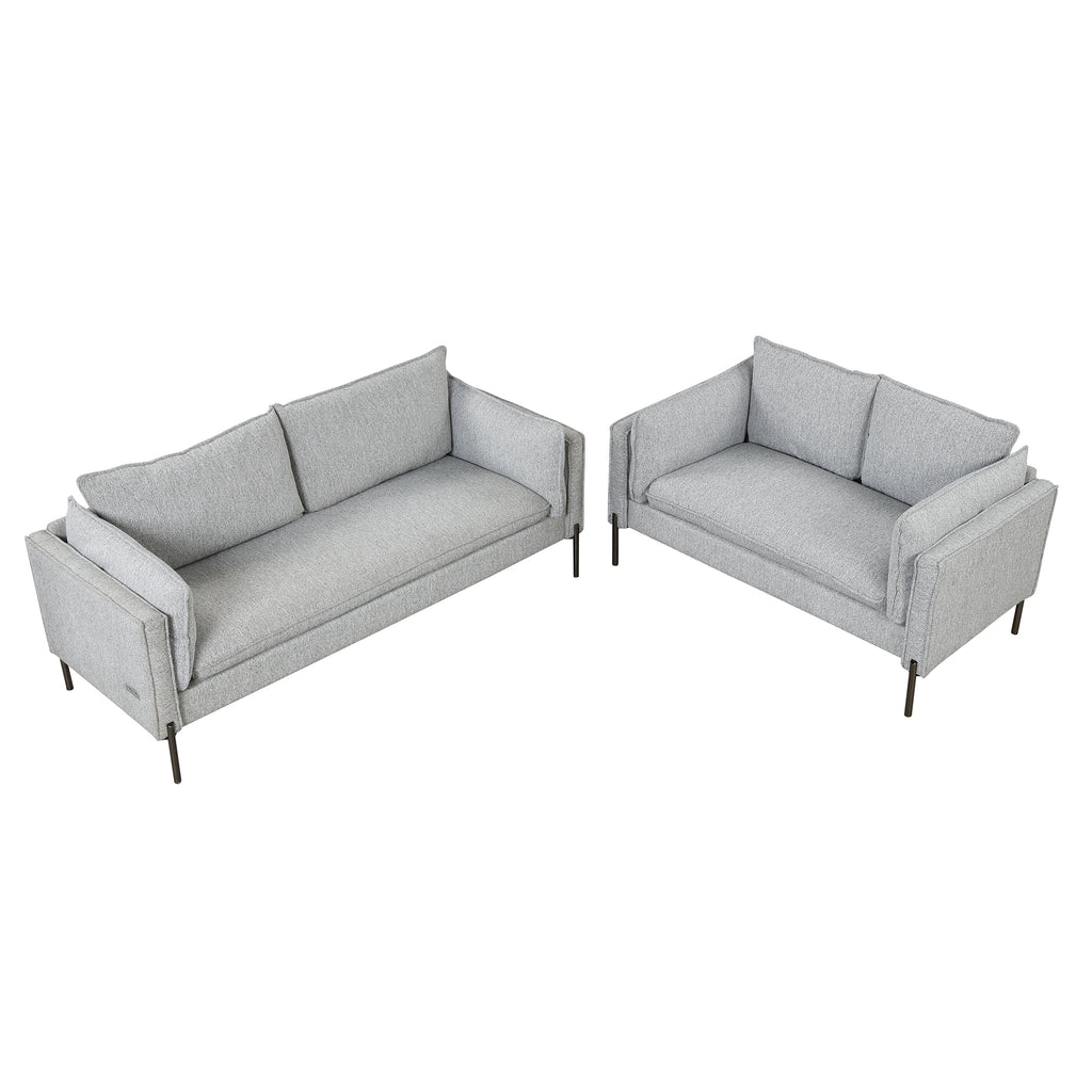 2 Piece Linen Fabric Upholstered Loveseat and 3 Seat Couch Set M2505