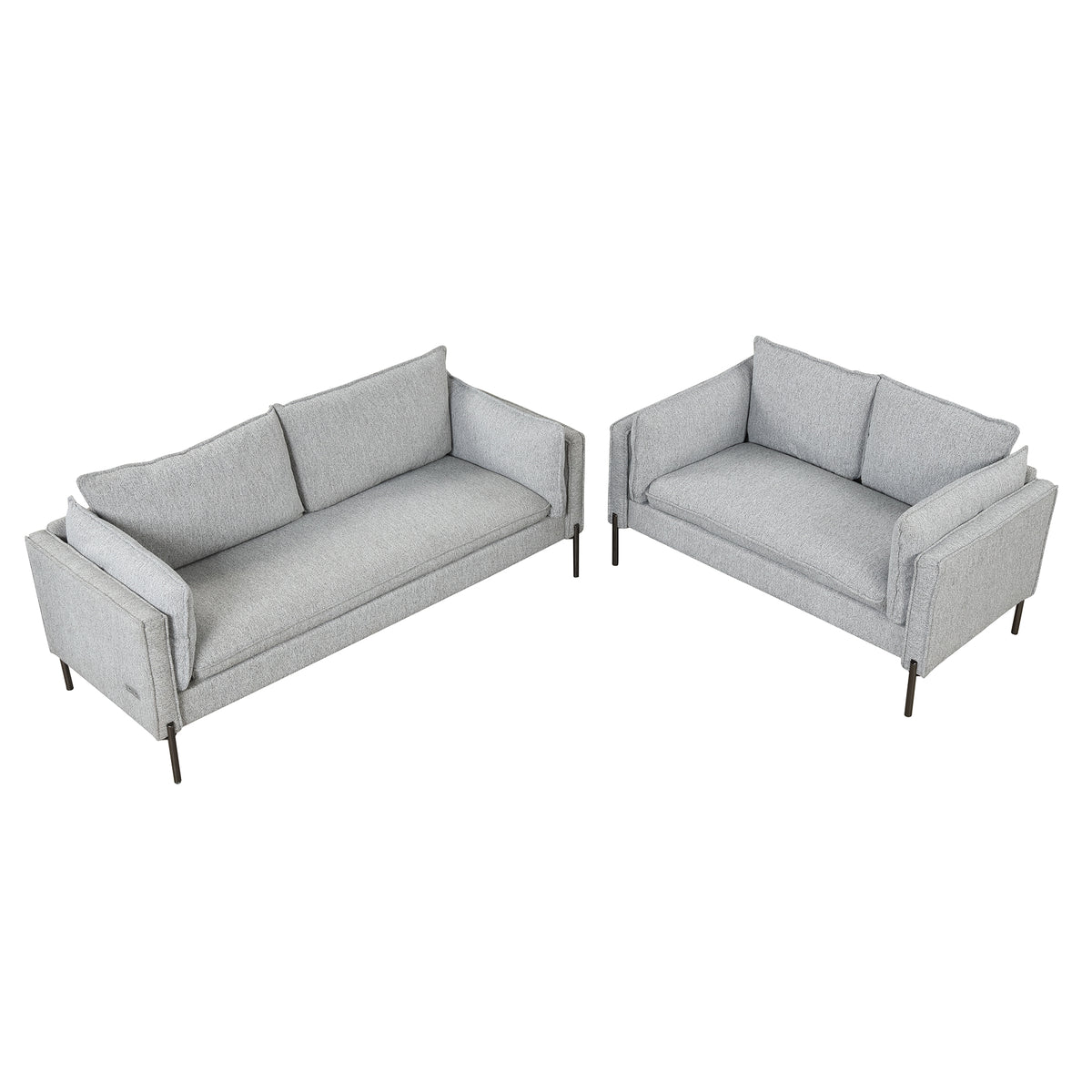 2 Piece Linen Fabric Upholstered Loveseat and 3 Seat Couch Set M2505