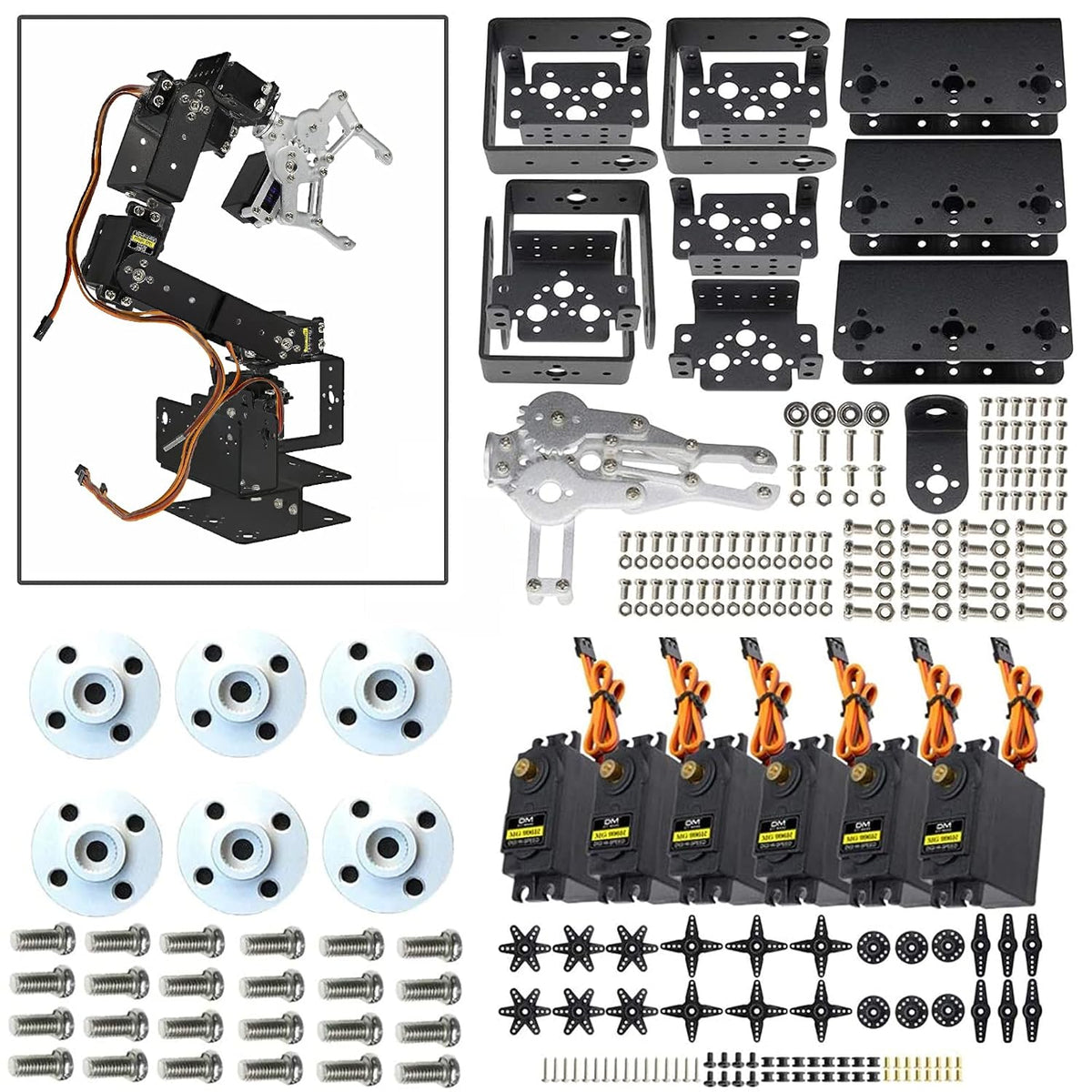 Black 6DOF Aluminium Robot Arm Kit with MG996 Servos L174198