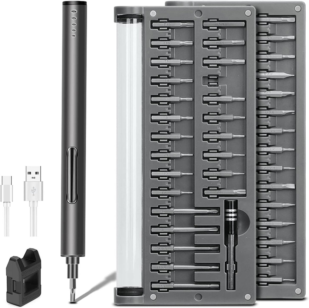 Mini Electric Screwdriver Set with 55 Precision Bits & LED Light V523