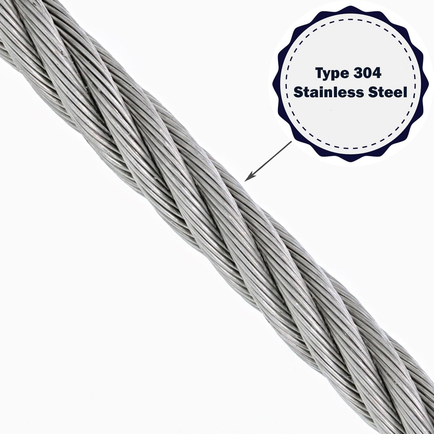 1/4 x 200&, 7x19, Type 304 Stainless Steel Cable Reel Z744764