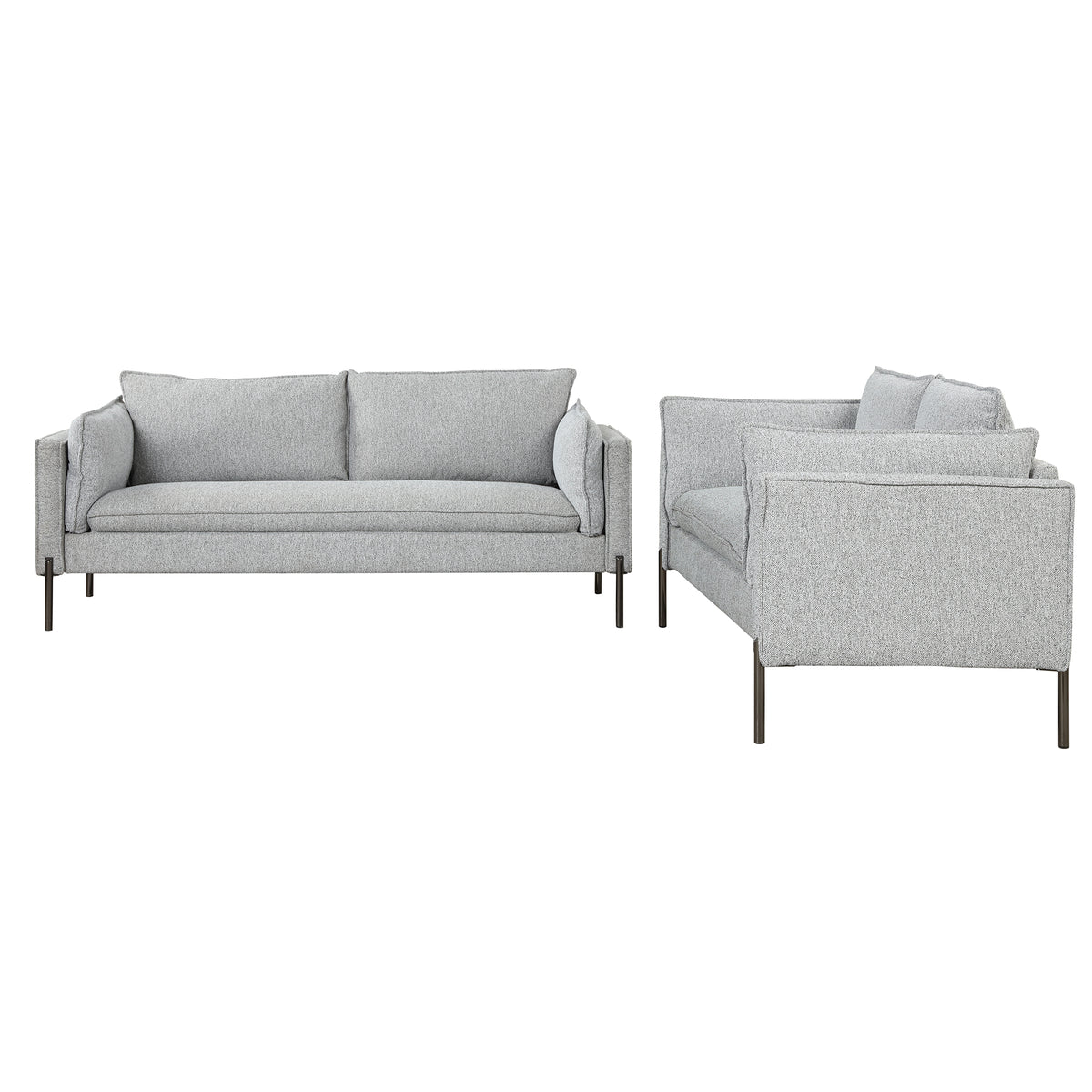 2 Piece Linen Fabric Upholstered Loveseat and 3 Seat Couch Set M2505