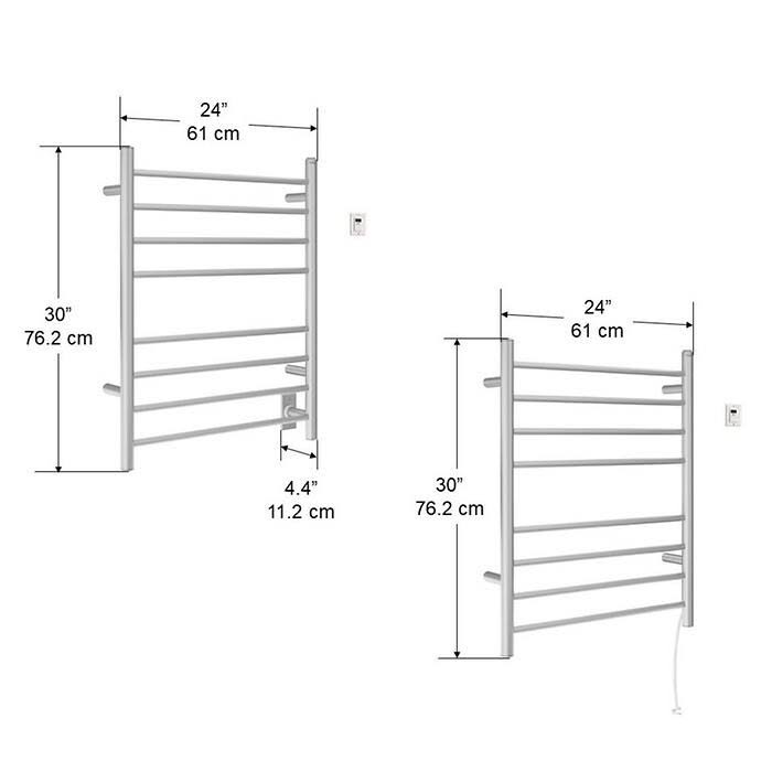 Dual 8-Bar Hardwired and Plug-In Towel Warmer in Brushed Stainless Steel J9011