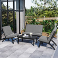 4 Pieces Acacia Solid Wood Outdoor Sofa Set with Coffee Table and Cushions F988524