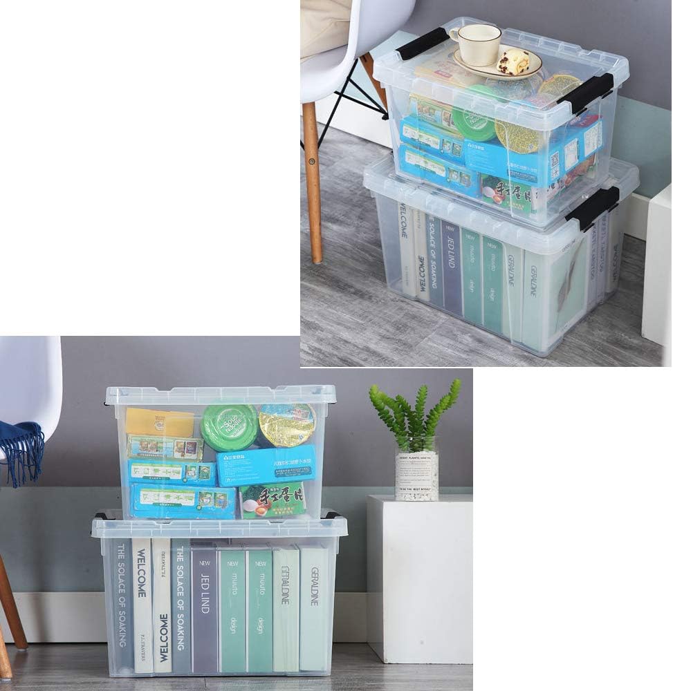 22 Quart Plastic Storage Box with Lid, Black Latching Bins, 6 Packs Z3637