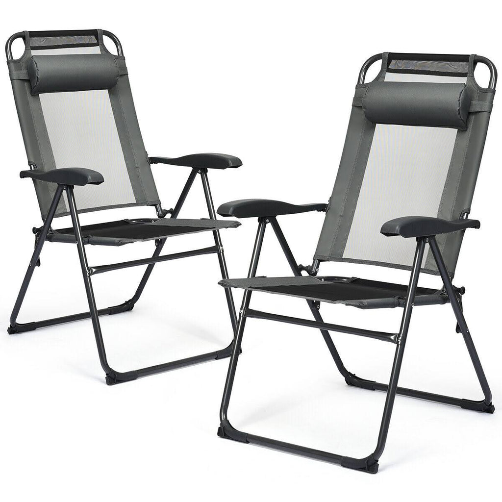 Gray Patio Adjustable Folding Recliner Chairs Z796