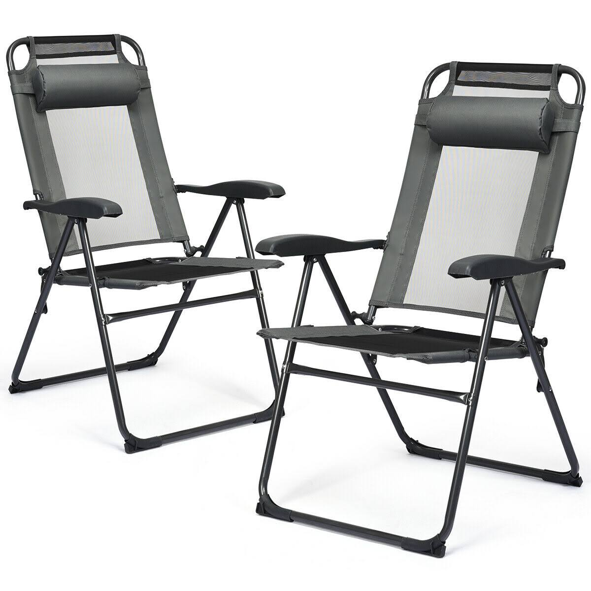 Gray Patio Adjustable Folding Recliner Chairs Z796