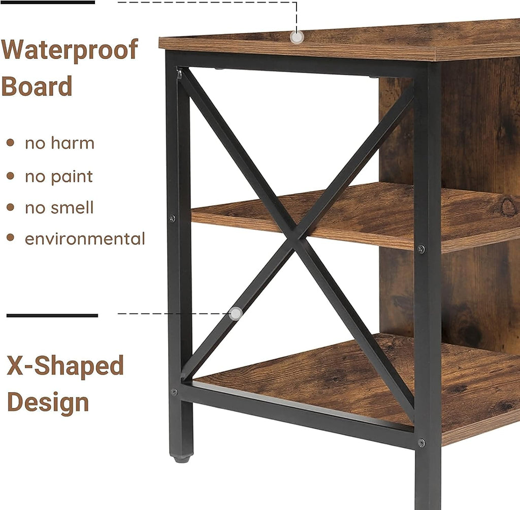 Rustic Brown TV Stand with 6 Storage Shelves E43747