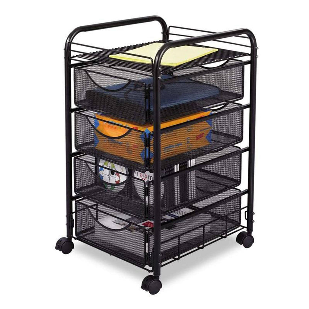 Black Double Mesh Mobile File Cart Z9547