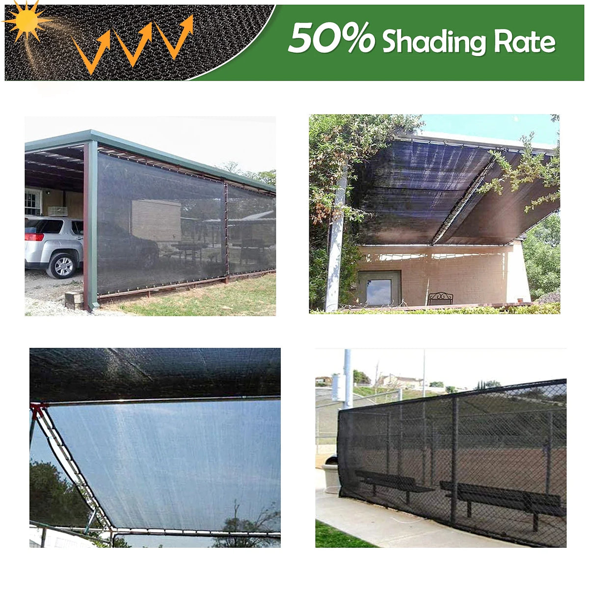 Black 10x20ft Sunblock Shade Cloth O614