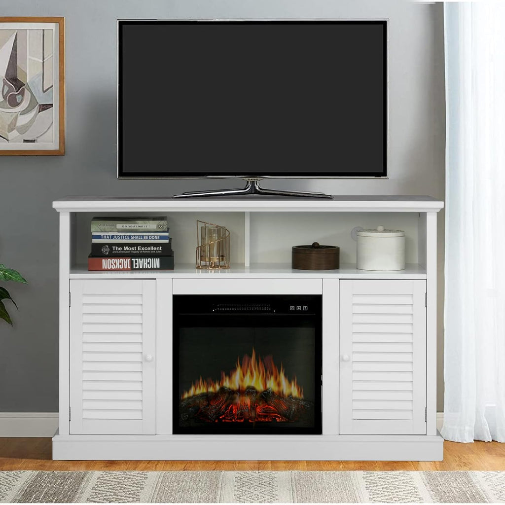 Fireplace TV Stand with Insert Fireplace, Brown Red R111