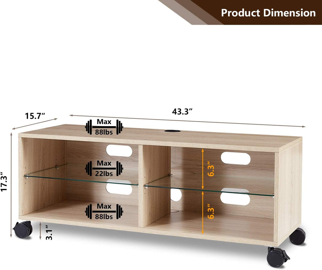 Oak Wood Corner TV Stand with Swivel Mount TV Entertainment Center F4415