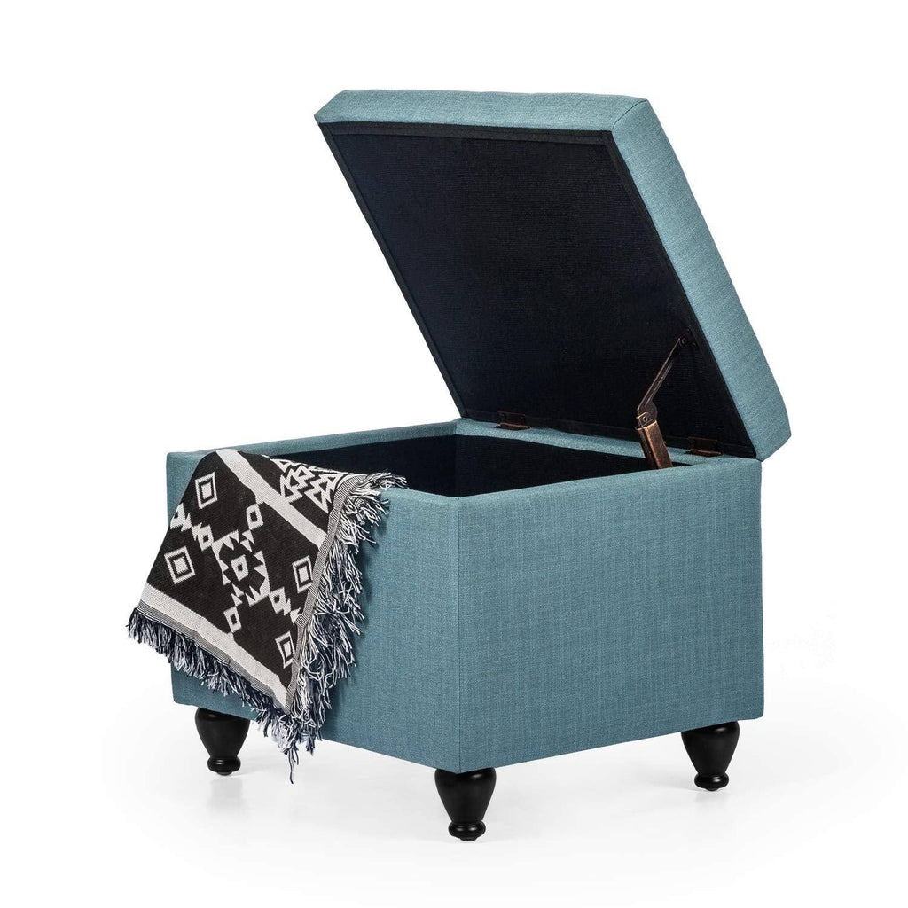 Light Blue Fabric Storage Ottoman O54949
