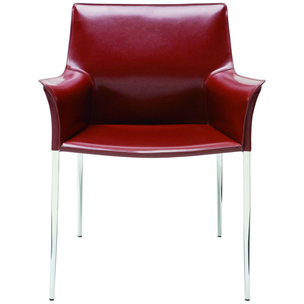 White Leather Dining Arm Chair S1005