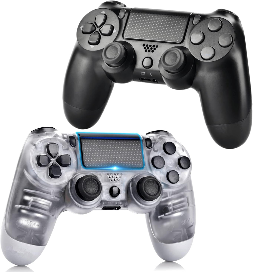 2 Pack Wireless Controller Gamepad with Charging Cable and Two Motors (Titanium Blue and Jet Black) W4050