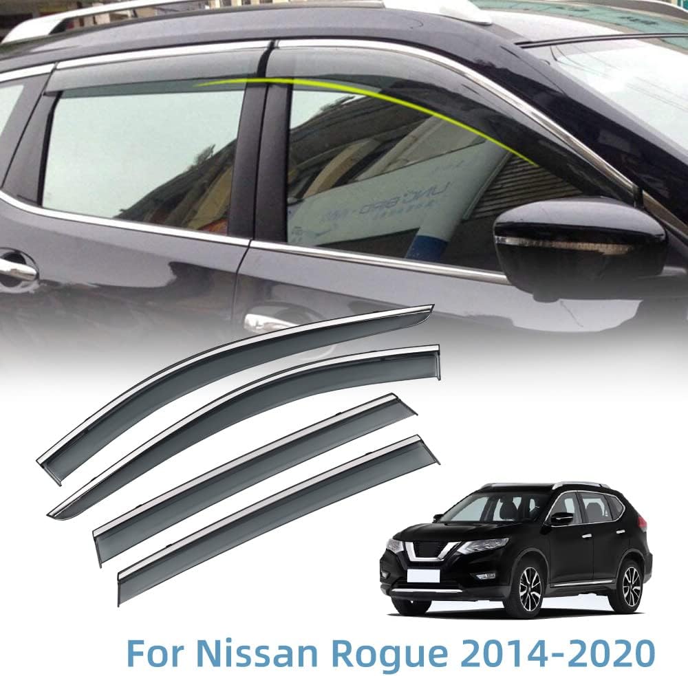 Polycarbonate Rain Guards Window Visors with 304 Stainless Steel Trim Pack of 2 R4501
