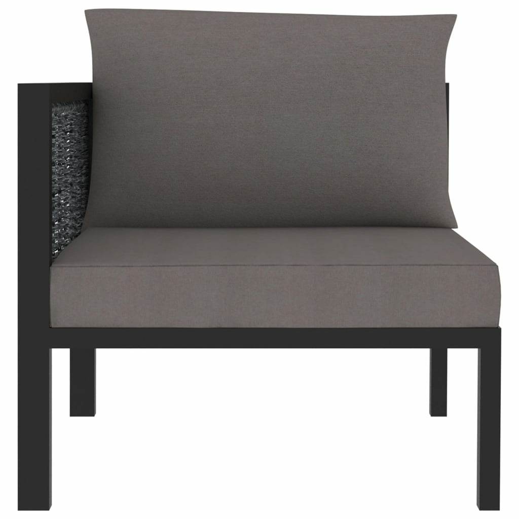 Sectional Corner Sofa with Right Armrest Poly Rattan Anthracite Patio Lounge Sofa O889