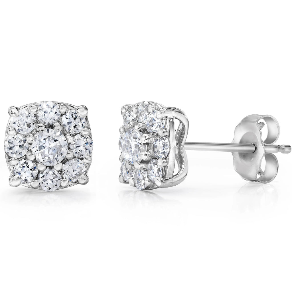 1 Carat Halo Diamond Studs 14K White Gold B71421