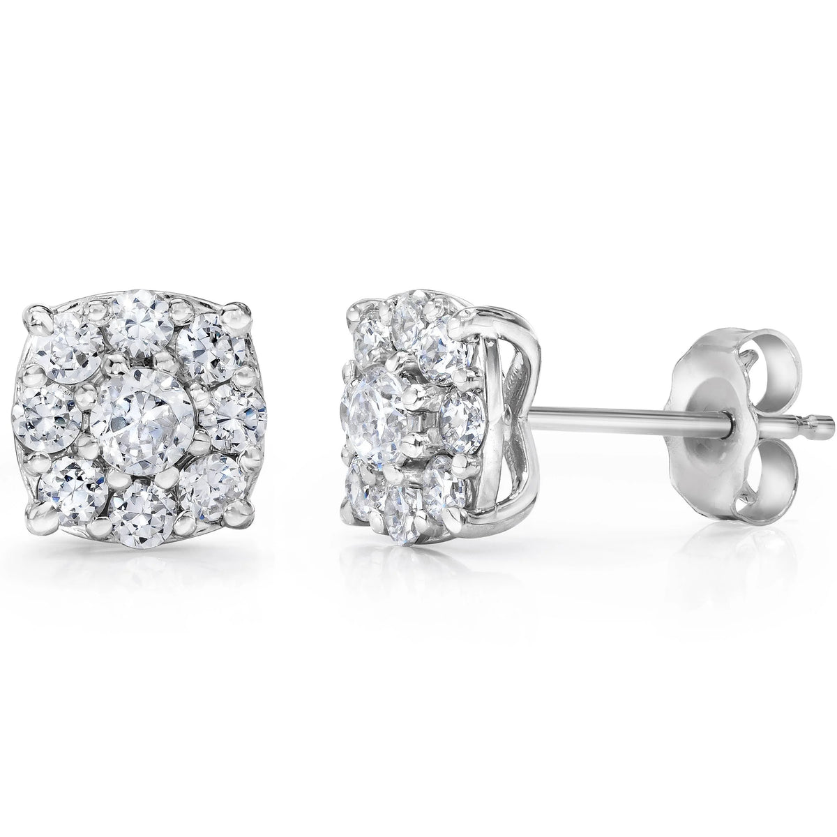 1 Carat Halo Diamond Studs 14K White Gold B71421