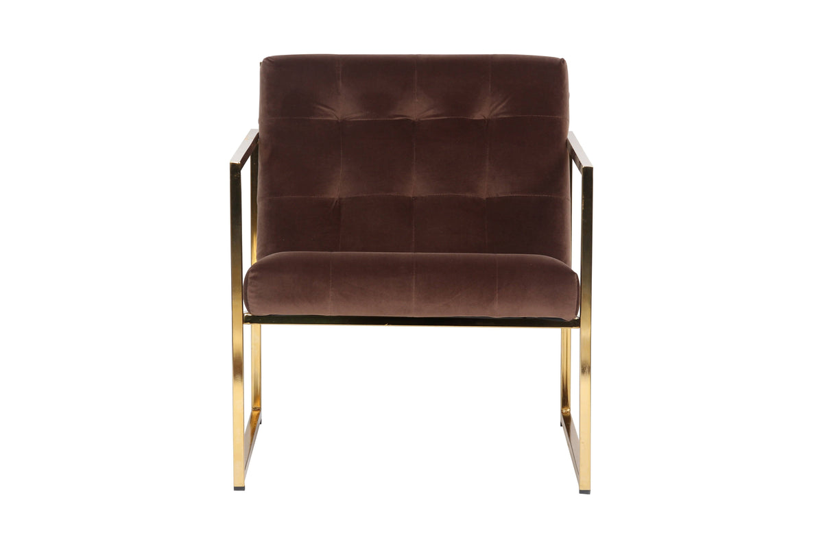 Emerald Green Tufted Velvet Accent Armchair with Gold Frame Q799