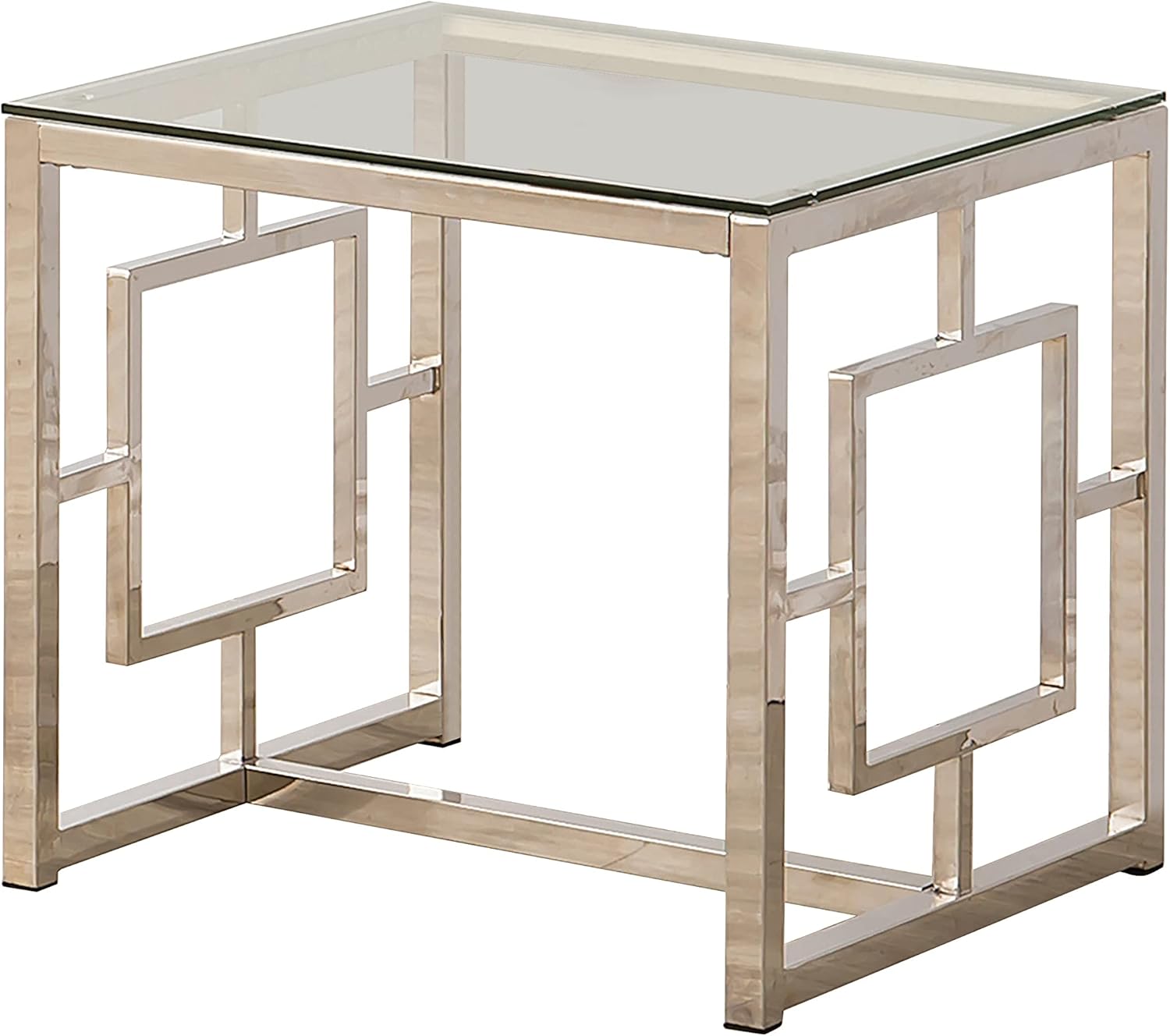 End Table with Glass Top and Nickel E112613