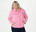 Knit Jacquard Jean Jacket, Size XX-Small, Candy Pink W22649
