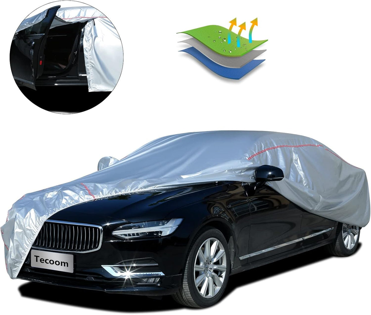 Hard Shell Car Cover Waterproof UV-Proof Windproof Fit 150-178 Inches Length Coupe Convertible Sport Car J913341