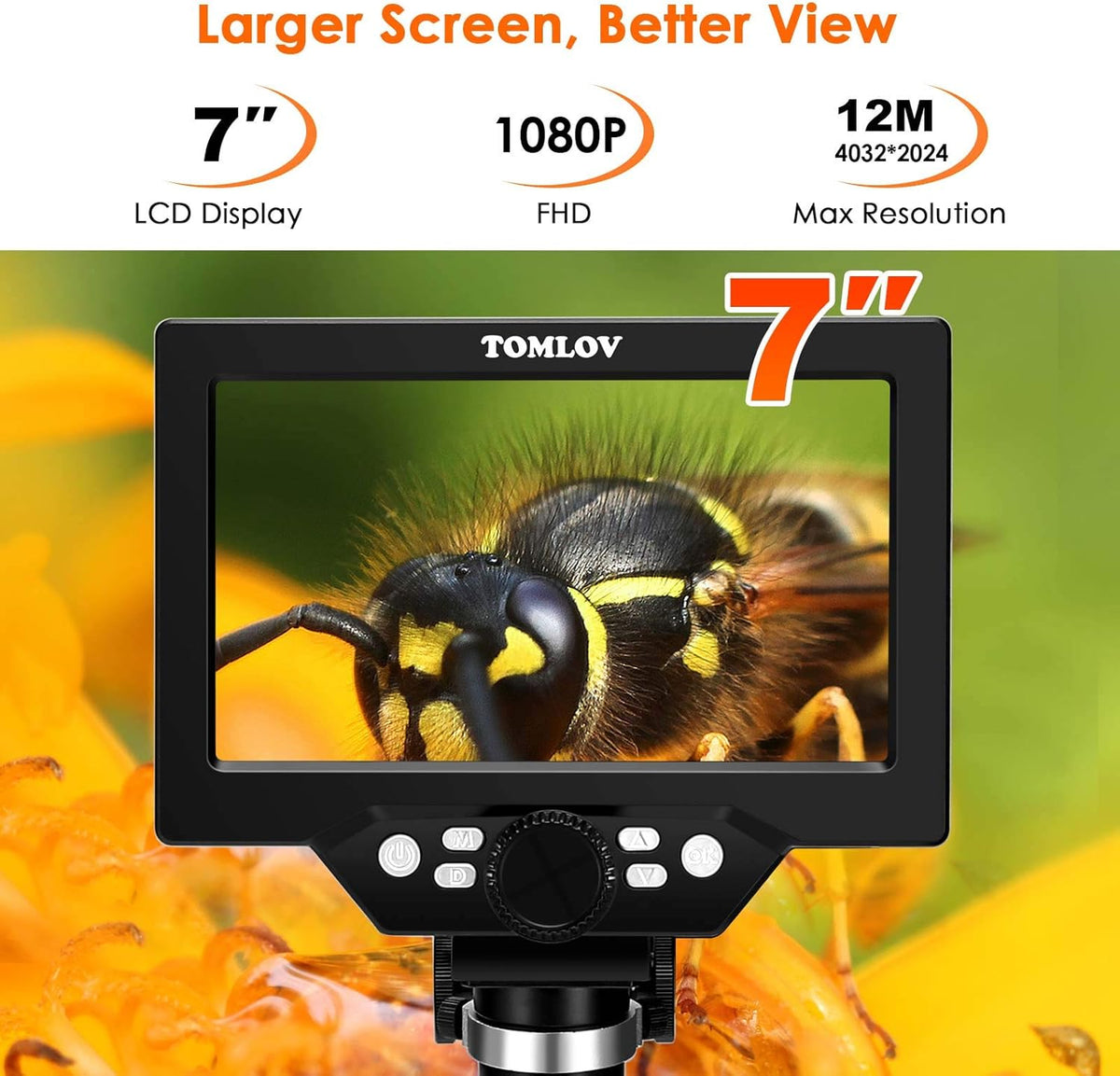 7 LCD Digital Microscope 50-1200x with Metal Stand N981020