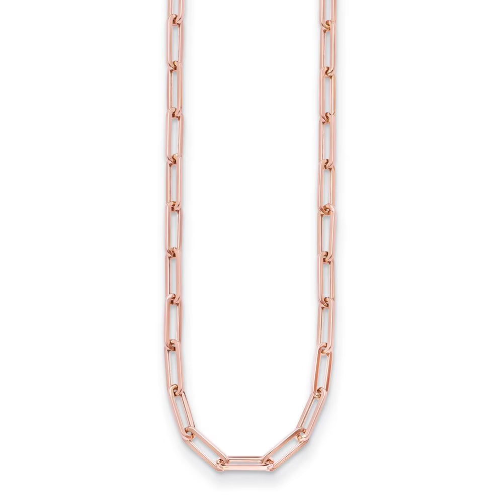 14K Rose Gold Polished 4 mm Flat Paperclip Link Necklace 16" R1859