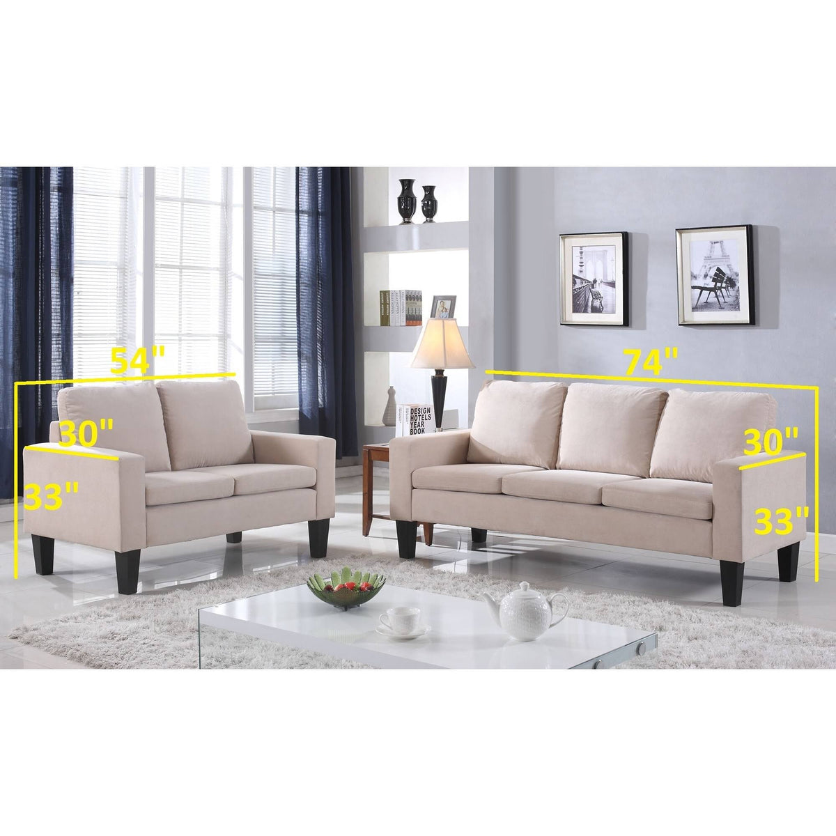 Beige Microfiber Sofa X4927
