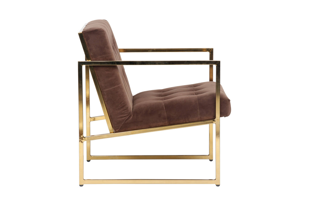 Emerald Green Tufted Velvet Accent Armchair with Gold Frame Q799