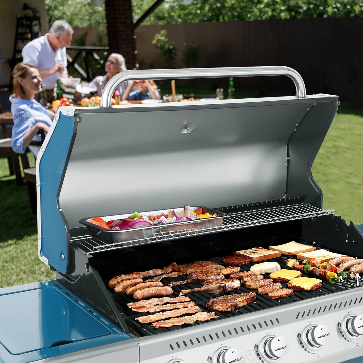 6-Burner BBQ Gas Grill with Sear Burner and Side Burner I28227