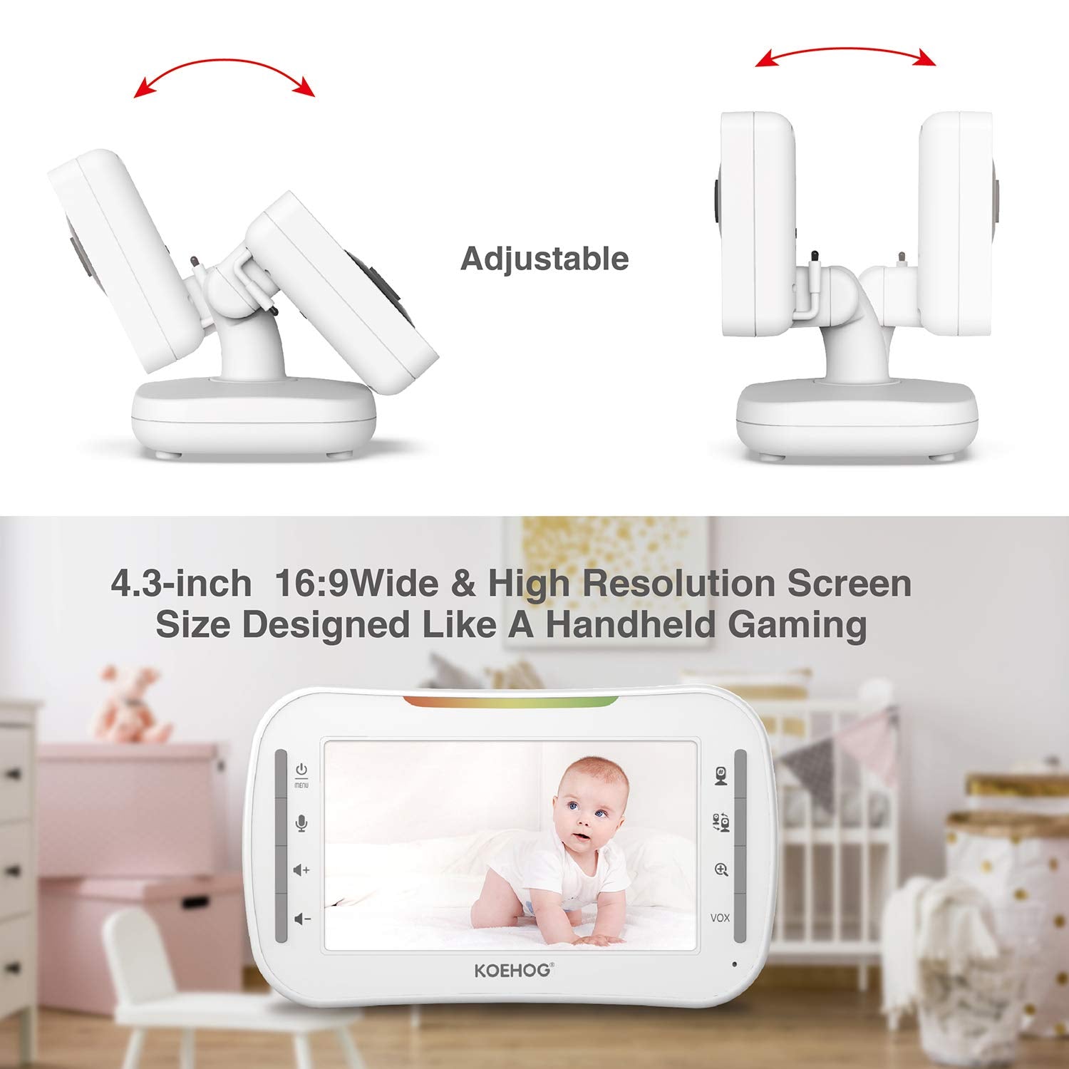Video Baby Monitor with Auto Night Vision and Temperature Alert Q1520